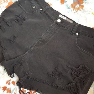 St. John's Bay Shorts - Black Cut-Off Booty Shorts Ripped Destroyed Jeans St. John's Bay Shorts - Black Cut-Off Booty Shorts Ripped Destroyed Jeans